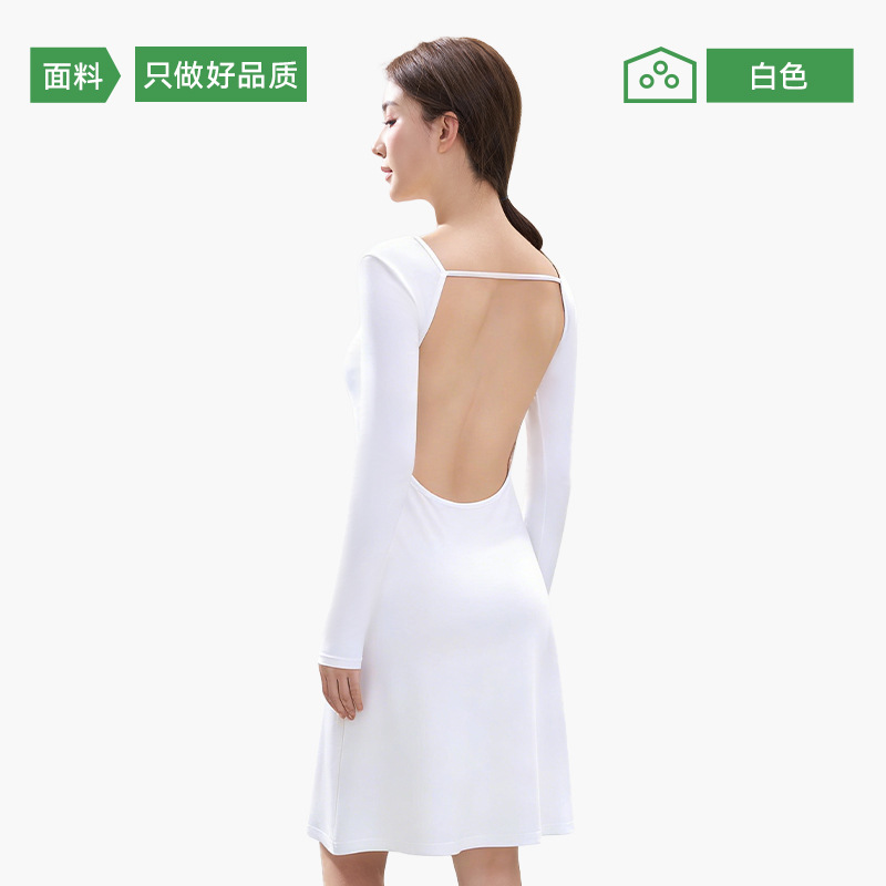 Women's 2026 New Style Pure Cotton Hooded Sunscreen Long-Sleeved Backless Dress Top with Chest Pads for Summer Sunbathing