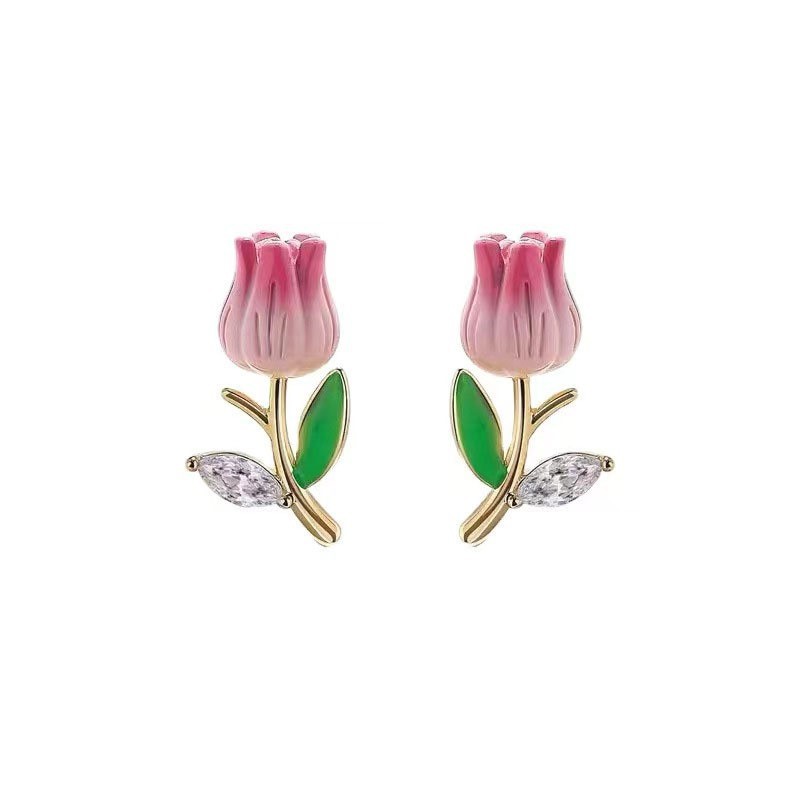 Spring/Summer French Flower Stud Earrings, Super Ethereal Design, Light Green Leaf Earrings, Gardenia 2023 New Style Earrings