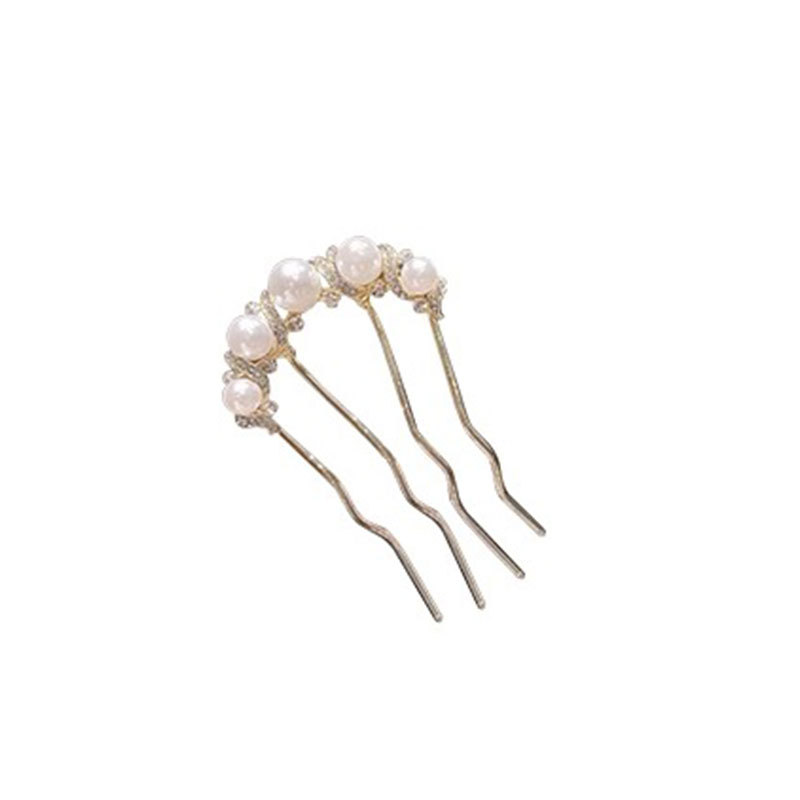 Pearl U-shaped hairpin, high-end hairpin, ancient style, new Chinese style hair comb, hair bun, hair accessory.
