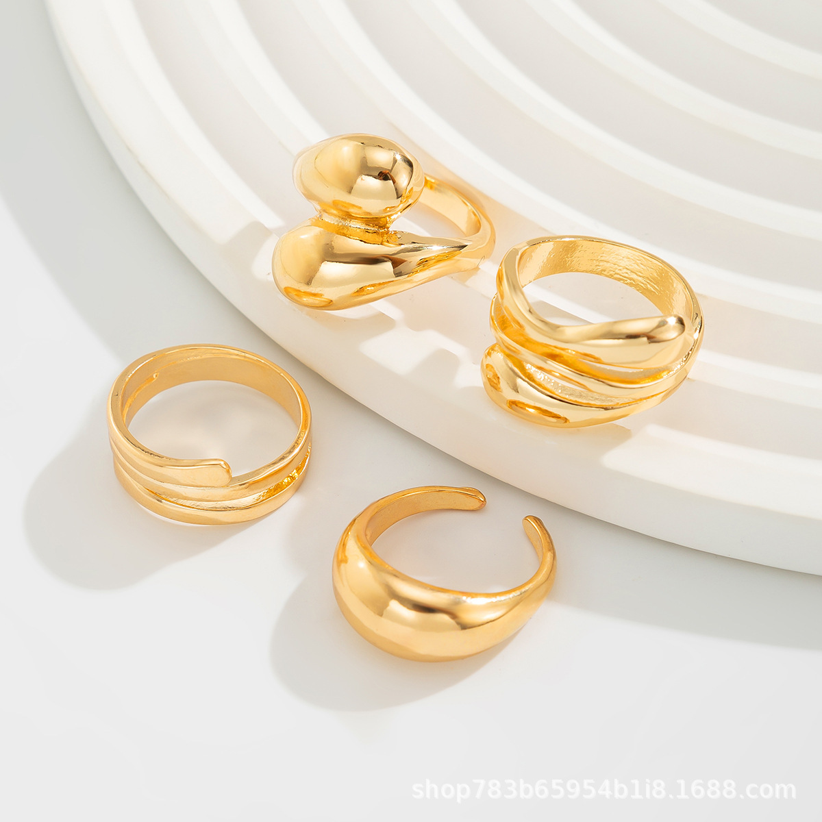 European and American cross-border jewelry niche ring set, ins-style spiral design, joint ring, simple hug hand jewelry