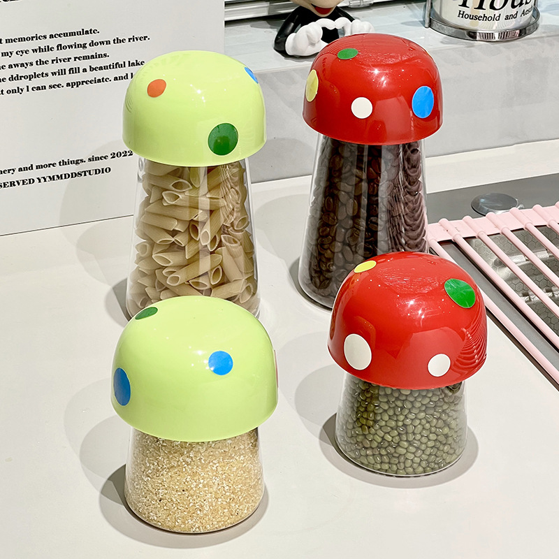 New mushroom storage jar, household plastic leak-proof candy storage jar, grain storage box, high appearance level storage jar