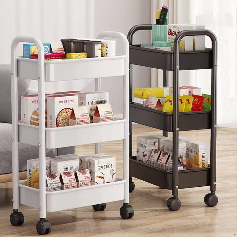Small stroller storage shelf, multi-tiered floor-standing shelf for kitchen and bedroom, portable baby snack storage, bathroom/toilet storage.