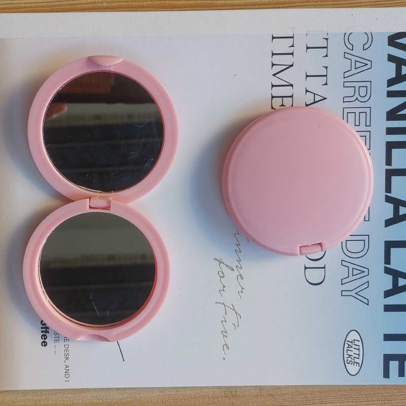 Double-sided makeup mirror, handheld and portable, flip-top, small and cute cartoon-style makeup mirror, DIY round mirror.