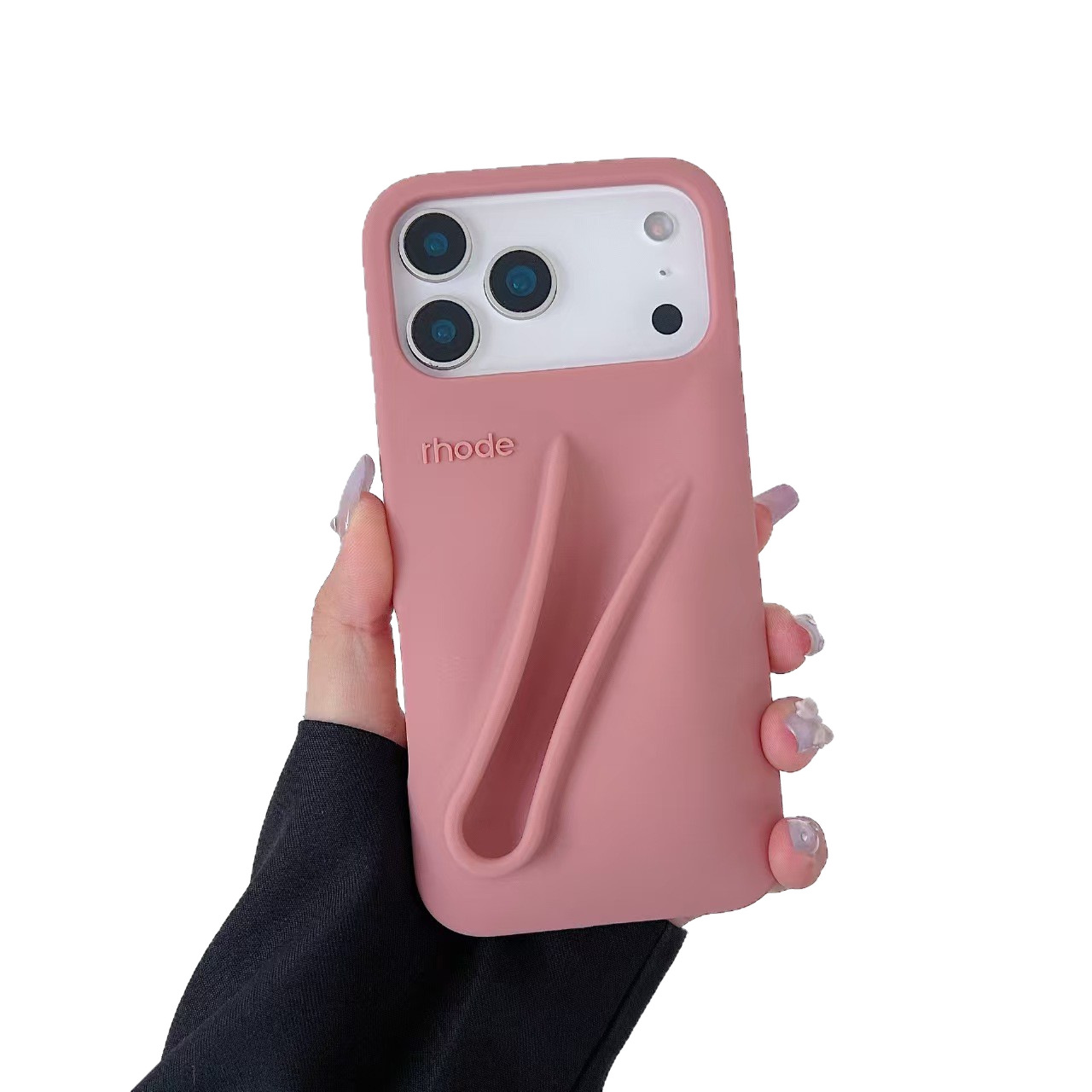 High-quality Hailey Rhode-style silicone phone case for Apple iPhone 16 Pro Max and iPhone 17 Plus.