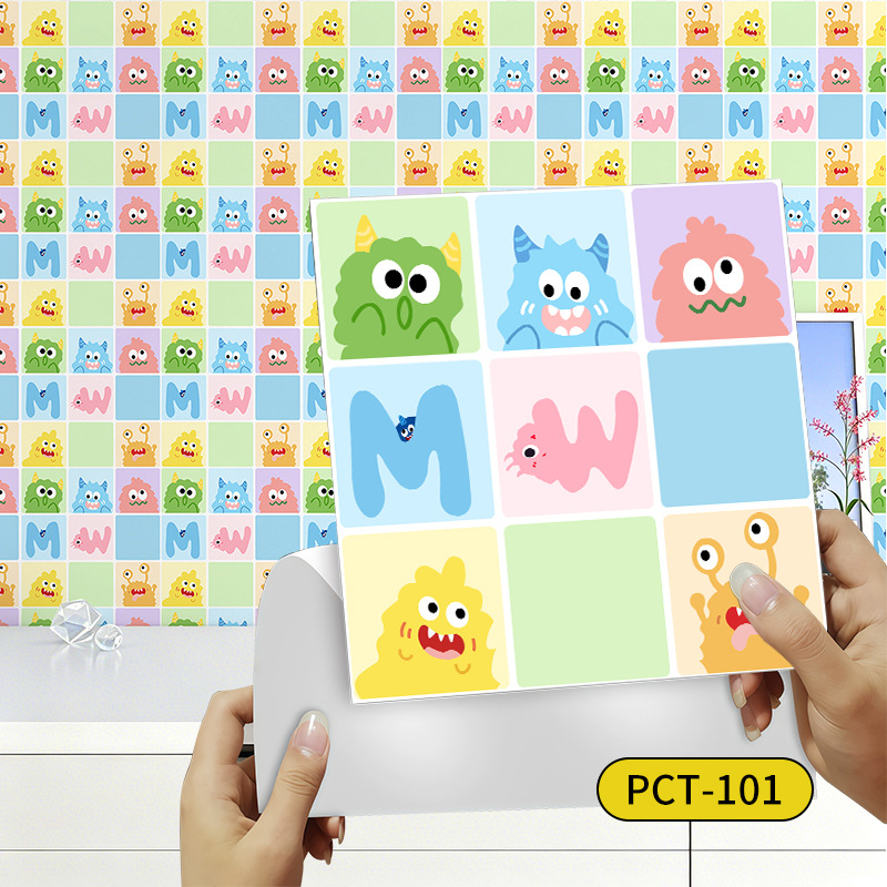 Cute cartoon-style decorative wall stickers for home, rental, renovation, kitchen, and bathroom walls.