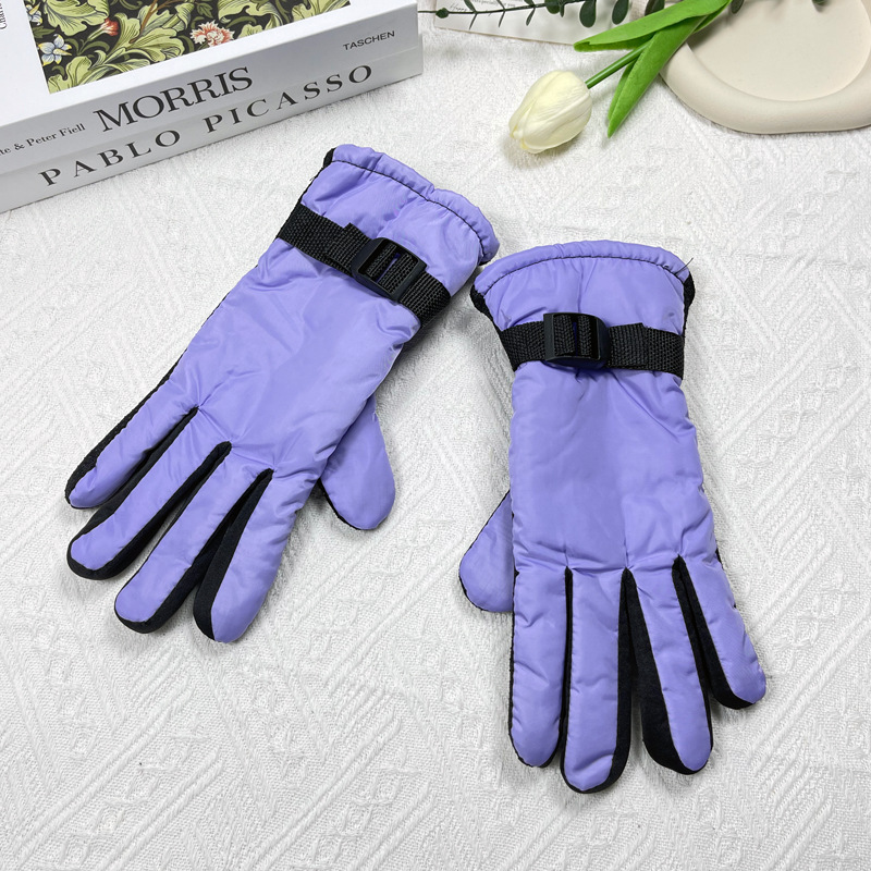 Thickened and fleece ski gloves for children and teenagers, warm, windproof and waterproof in winter, ski resort gloves for men and women to keep warm