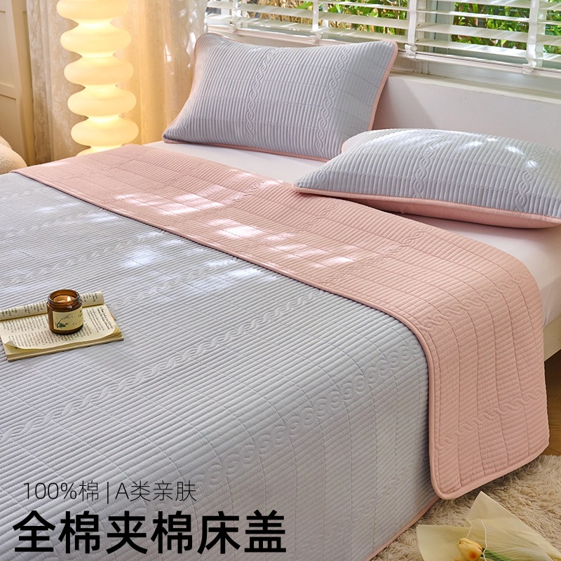 100% cotton solid color quilted mattress cover, double-sided reversible flat bed, pure cotton, skin-friendly and soft, Class A non-slip mattress pad.