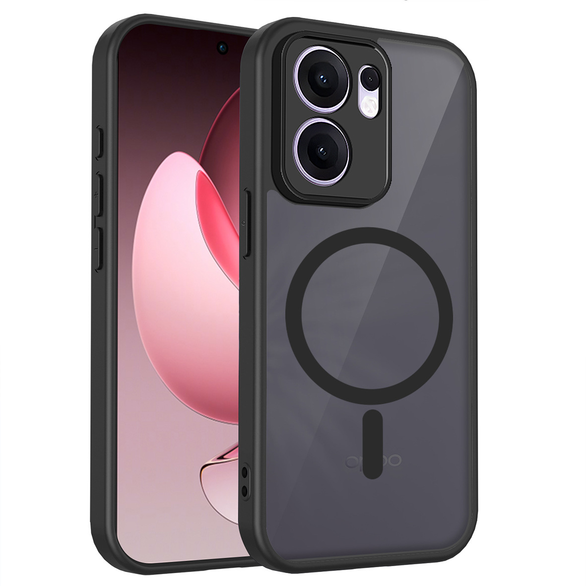 Compatible with OPPO Reno16F magnetic phone case, new TM skin-feel translucent black frosted Realme16 protective case