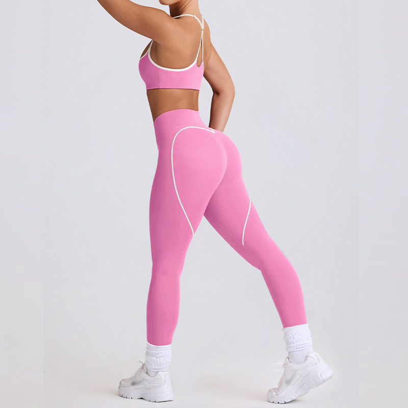 Cross-border high-waisted hip-lifting yoga shorts for slimming, tight-fitting halter tops for a beautiful back, running sports underwear, yoga wear set for women