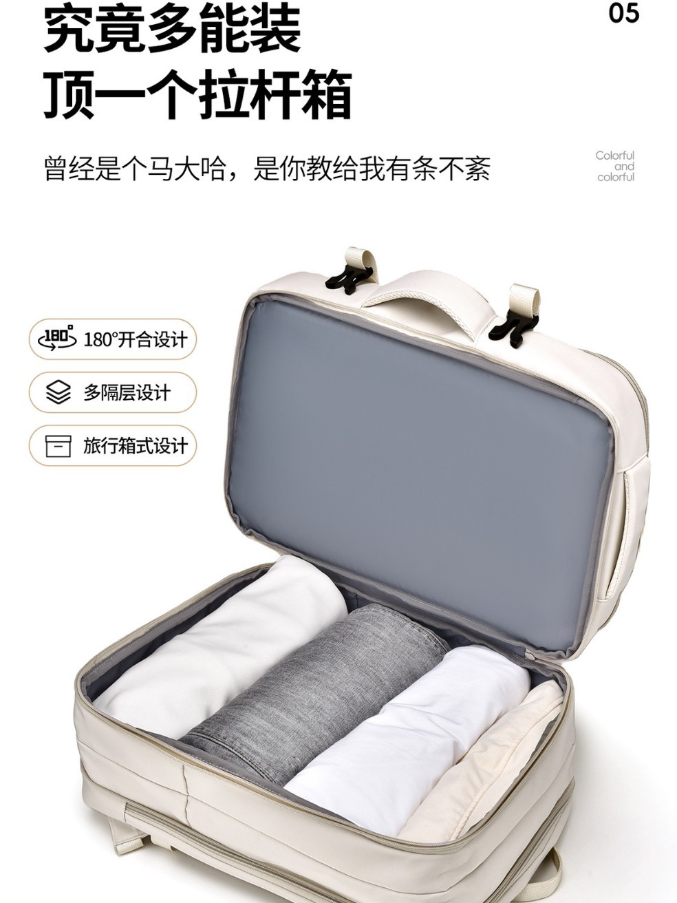Cross-border backpack for men and women, lightweight and expandable for short trips, 40-liter large capacity multi-compartment laptop backpack