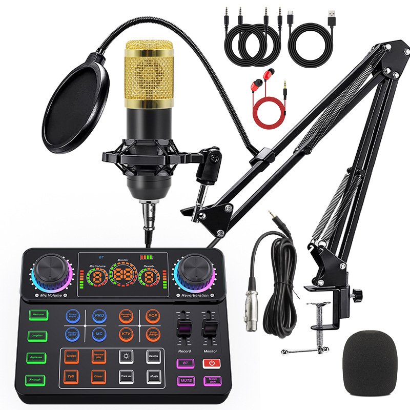 BM800 microphone, KYA2 sound card, computer recording stand, live streaming and podcasting equipment set