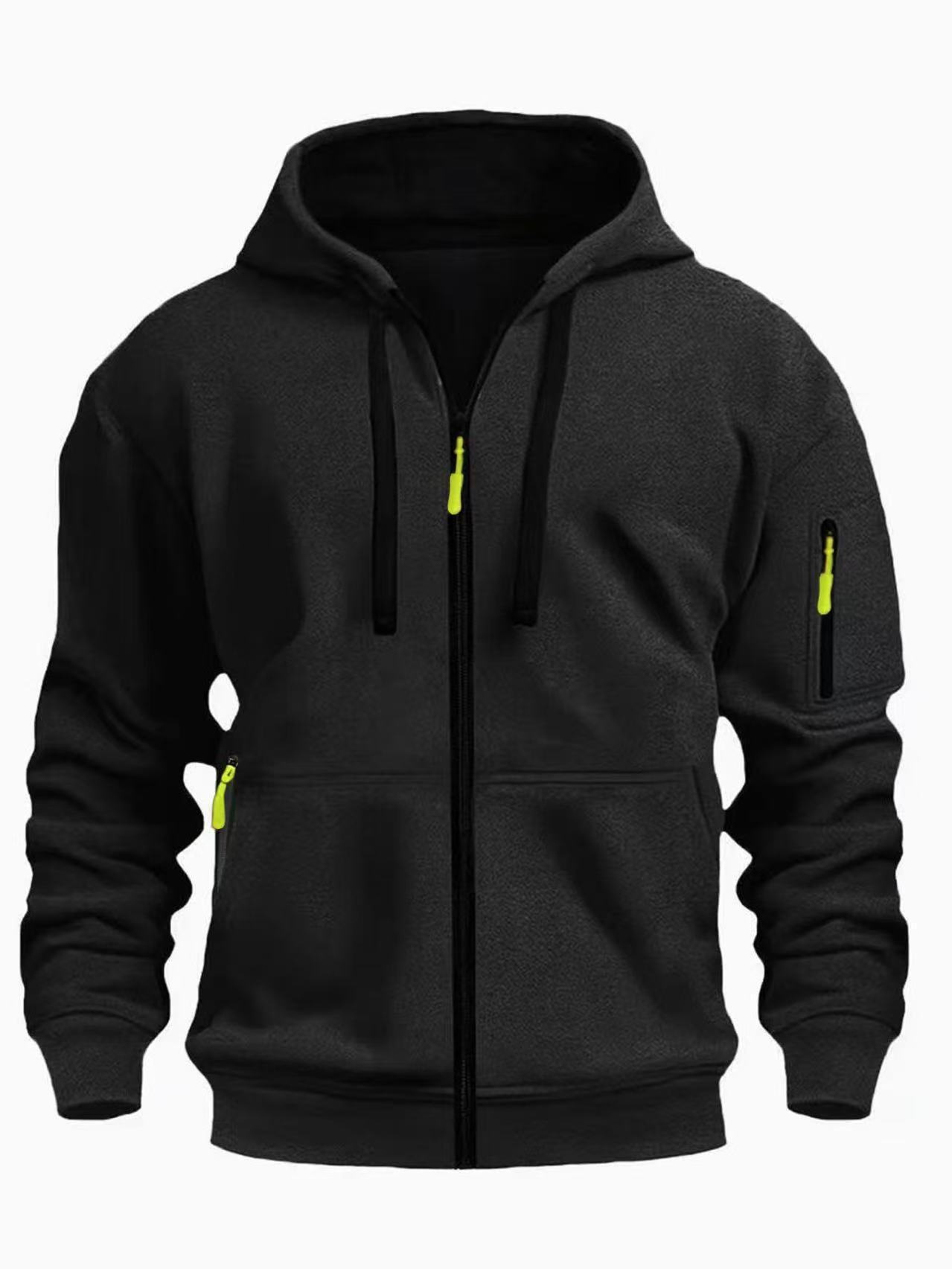 Cross-border European code autumn and winter men's casual hooded sweatshirt with zipper casual trendy jacket for men