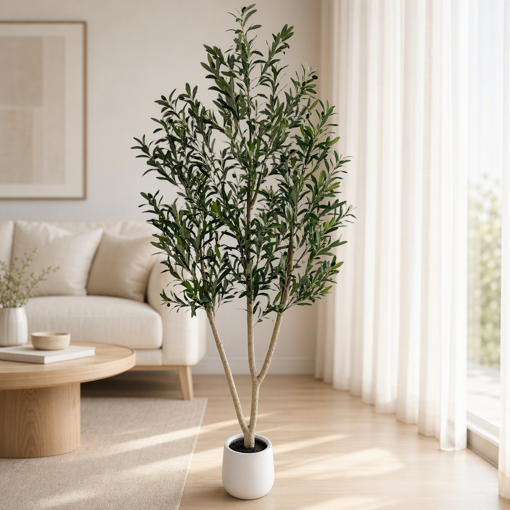 Wholesale of cross-border olive tree bonsai, integrated high-fidelity olive potted plants for indoor decoration and landscaping, green plants and artificial flowers