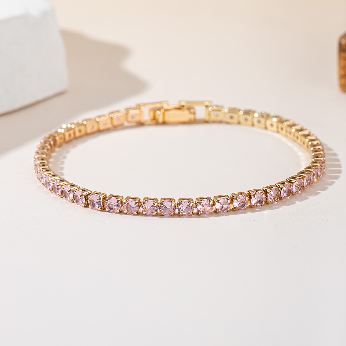 European and American style 4.0 Zircon tennis row diamond bracelet, 18K color retention single-row jewelry, cross-border Amazon hip-hop export goods