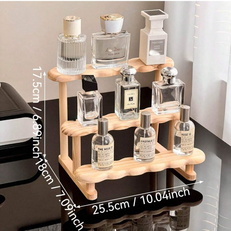 Wooden perfume holder, home cosmetic storage rack, vintage style makeup desktop ornament, cross-border dropshipping.