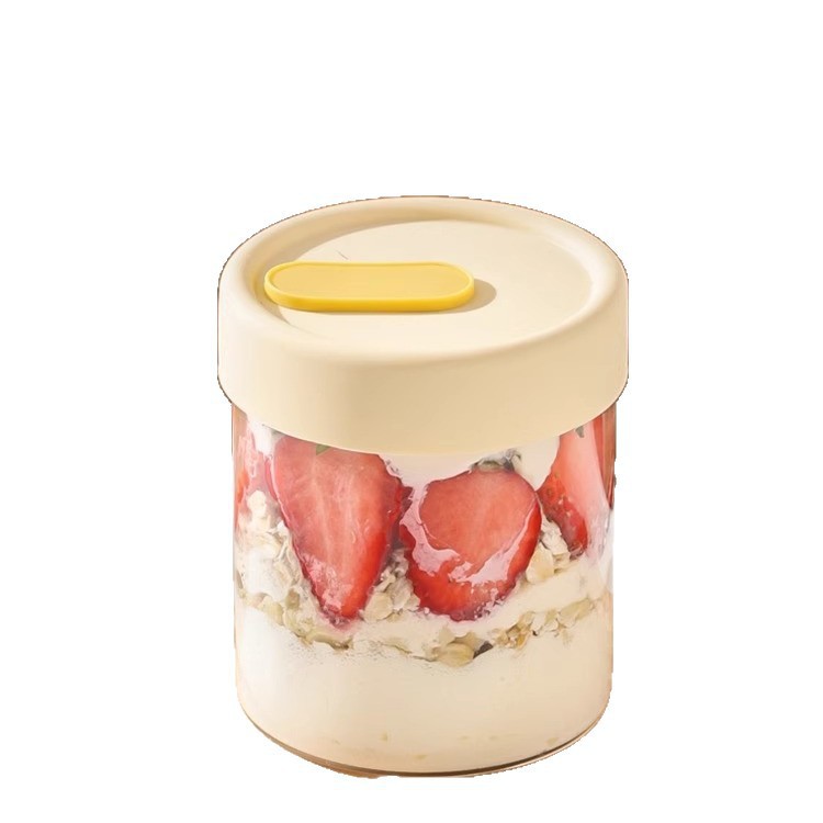Glass overnight oat cup, high borosilicate bird's nest dispensed bottle, glass high-temperature resistant stewing flower tape lid breakfast cup