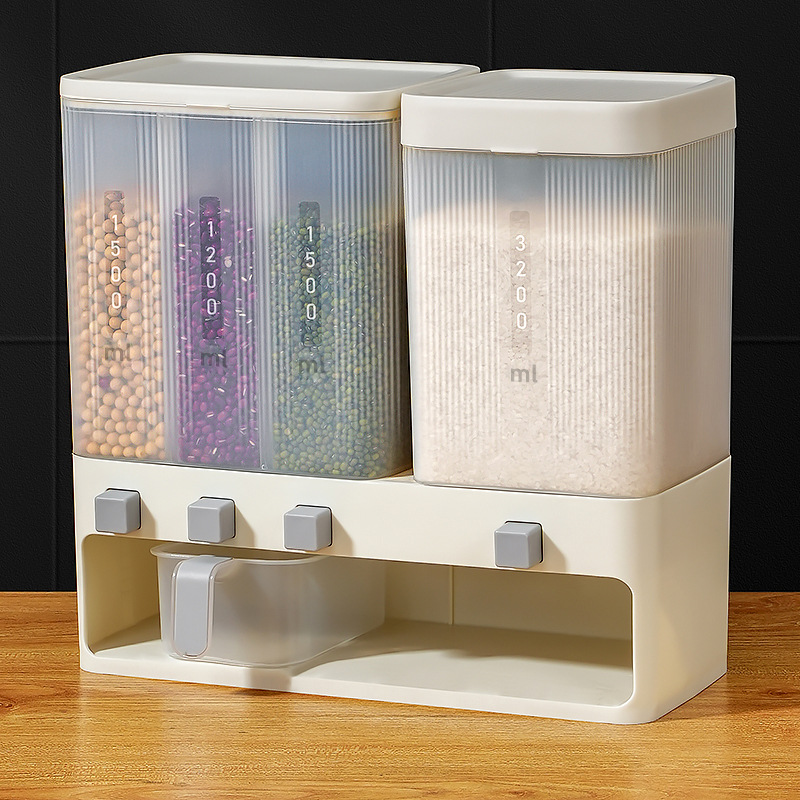 Household push-type storage and classification tank for grains and cereals, metering multi-functional rice storage box