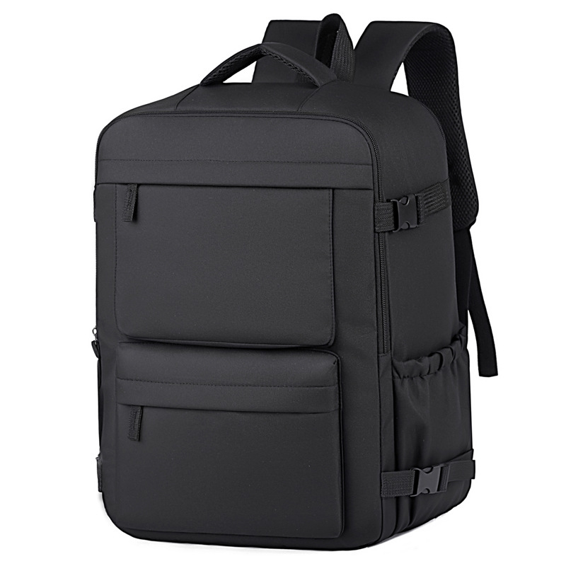 New cross-border outdoor backpack for men and women, large capacity, solid color, suitable for business, commuting, and travel. Includes shoe compartment.