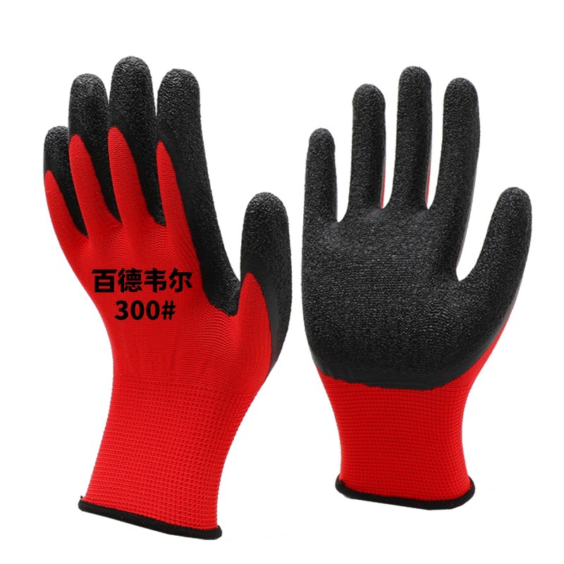Thickened rubber wear-resistant and anti-slip impregnated rubber protective gloves for labor protection work at construction sites