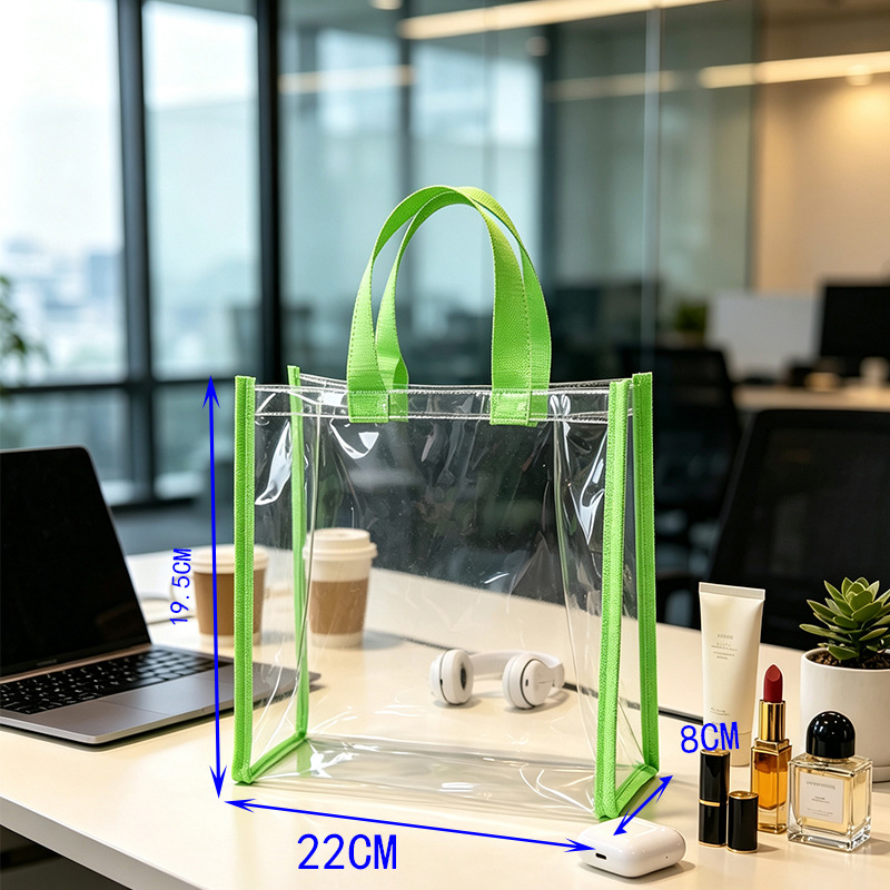 Cross-border pvc transparent handbags, waterproof gift bags, shopping bags, handbags, small size hand-carried swimming bags