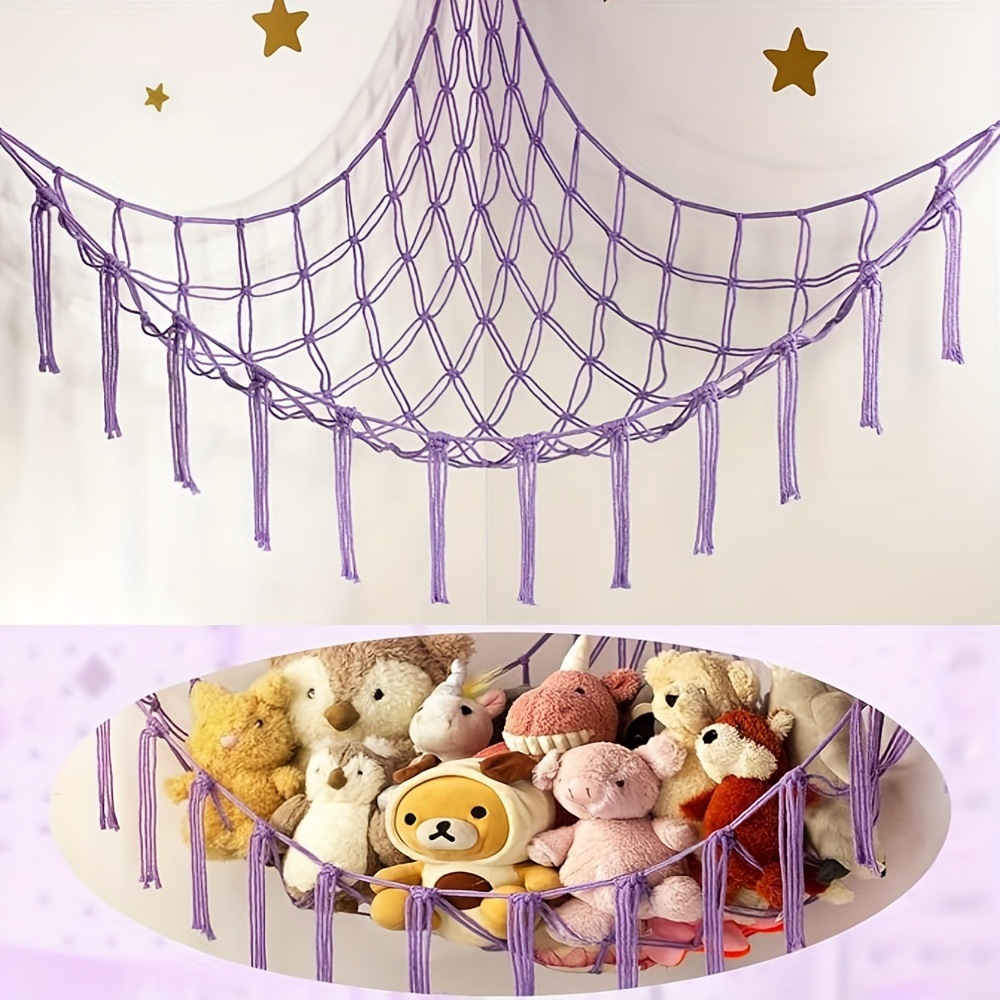 Triangle toy hammock, cross-border handmade woven cotton rope plush toy wall pocket decoration tassel toy mesh bed