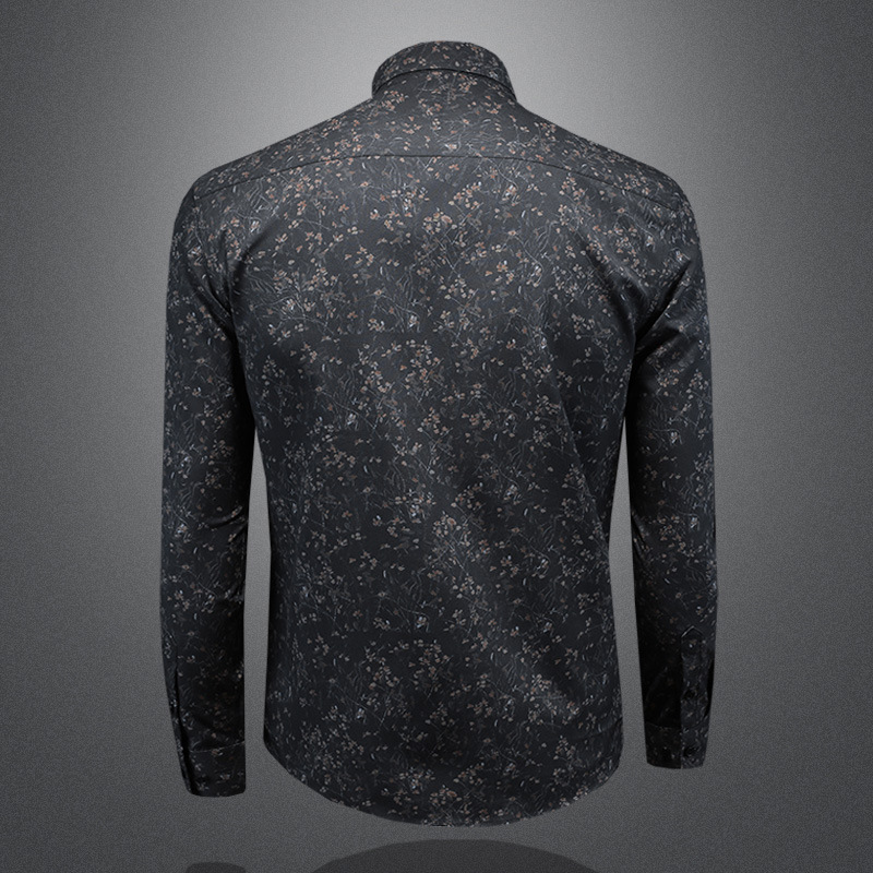 2025 New long-sleeved shirt for men, trendy and fashionable, large-sized slim-fit shirt 9615
