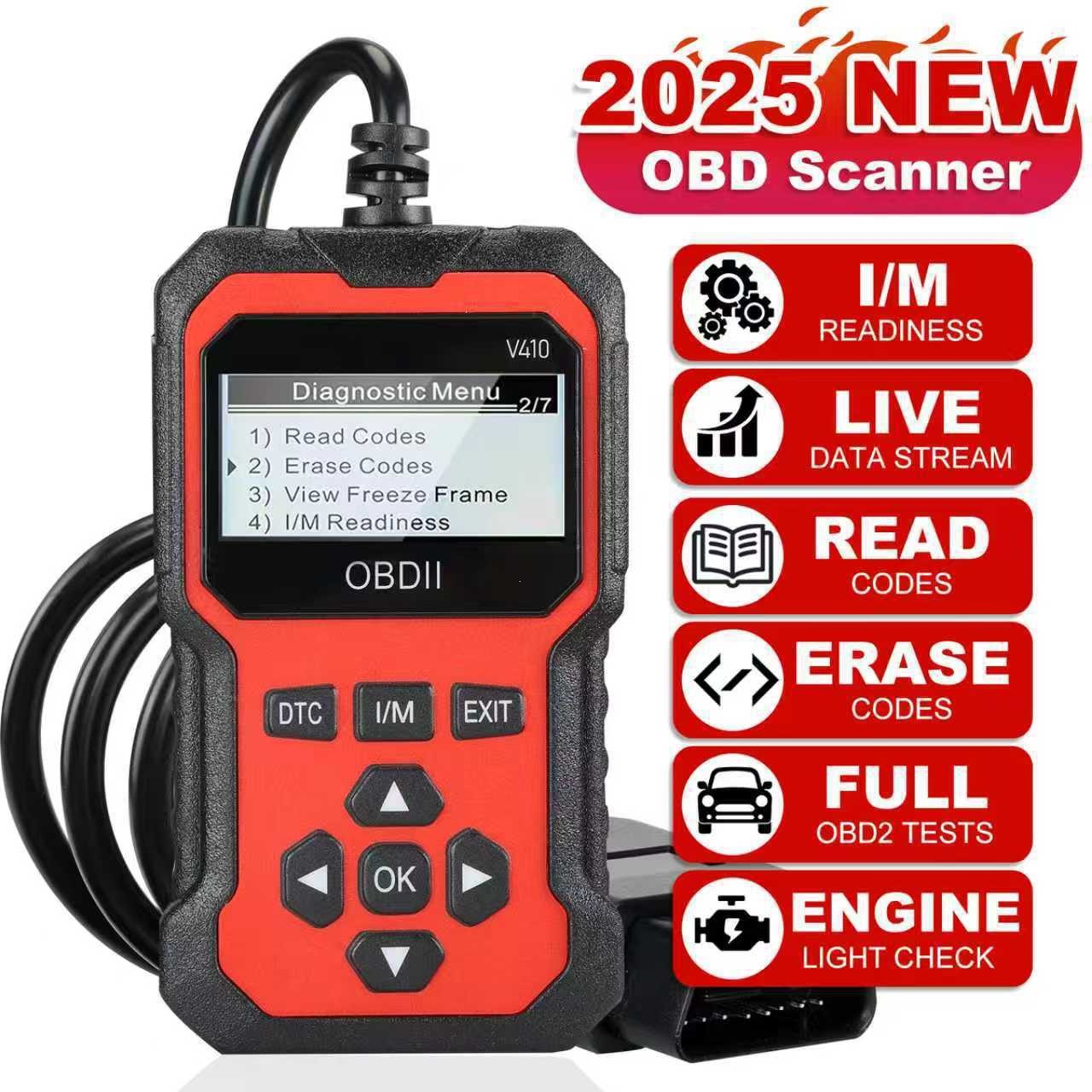 V410 Automotive Diagnostic Tool Tester Engine Fault Diagnostic Tool Data Stream Performance Test OBD2