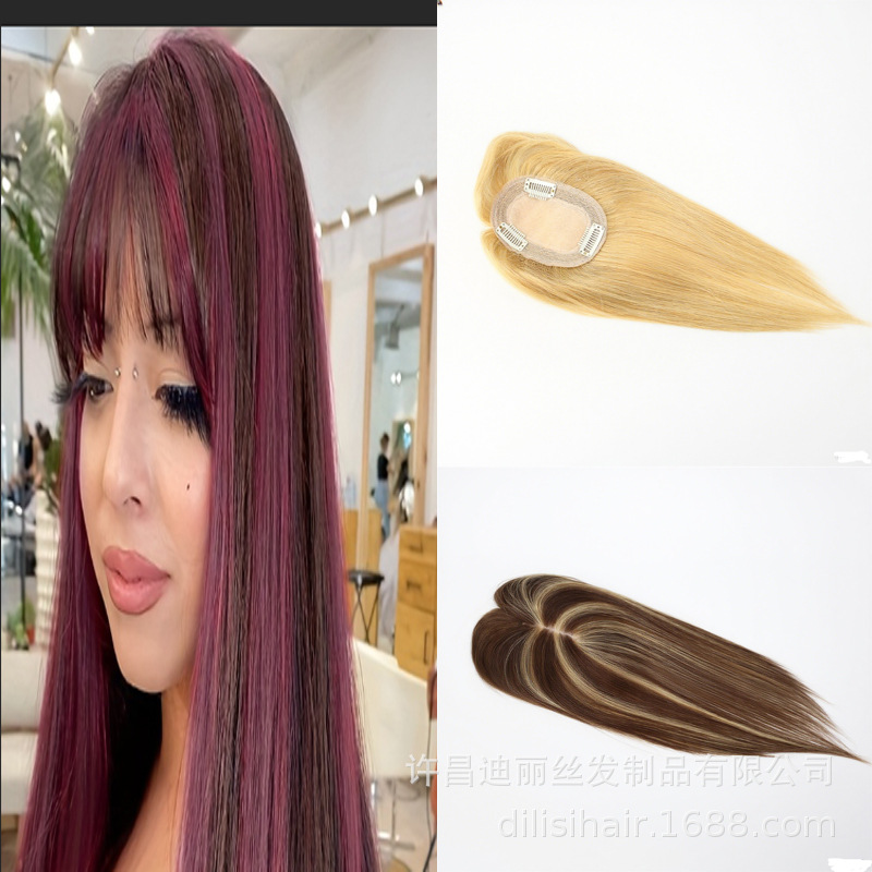 Wholesale 8x12 women's human hair extensions to cover gray hair, top hair parting, bangs, and export hair replacement blocks.