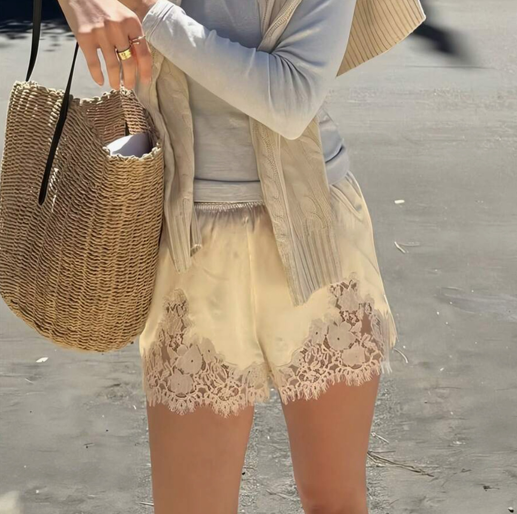 2026 Amazon AliExpress Bestselling Retro French Satin Shorts with Elastic Waist - European and American Cross-Border Products