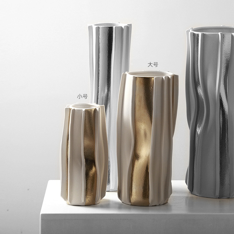 Modern minimalist creative flower vase for artificial flowers, dried flowers, hydroponic ceramic vases, home decor, entryway ornaments, and handicrafts.