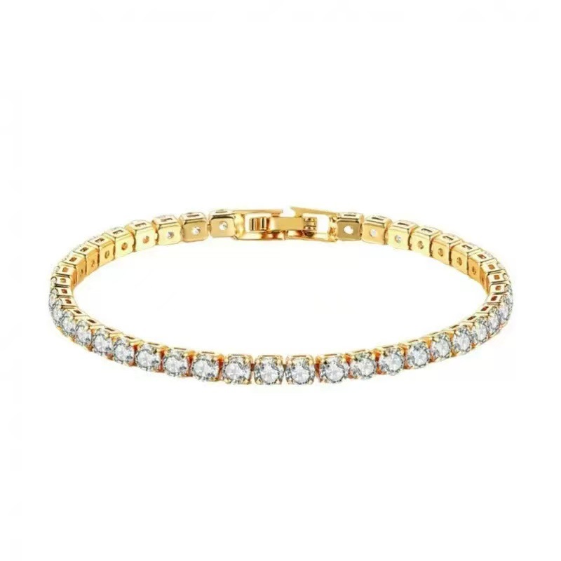 Sparkling Champagne gold cube sugar zircon bracelet for women's fashion, light luxury style, exquisite bracelet, individual and high-end sense, diamond-encrusted jewelry