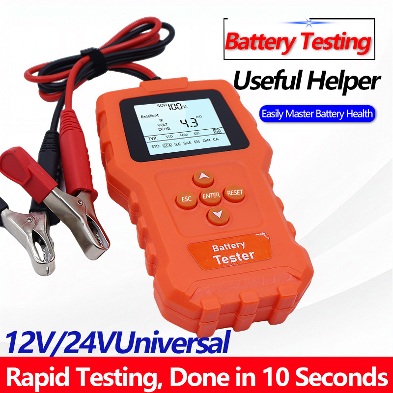 Car, Truck, Motorcycle, and Electric Vehicle Testing Instrument: 12V/24V Universal Battery Voltage, Capacity, and Internal Resistance Tester