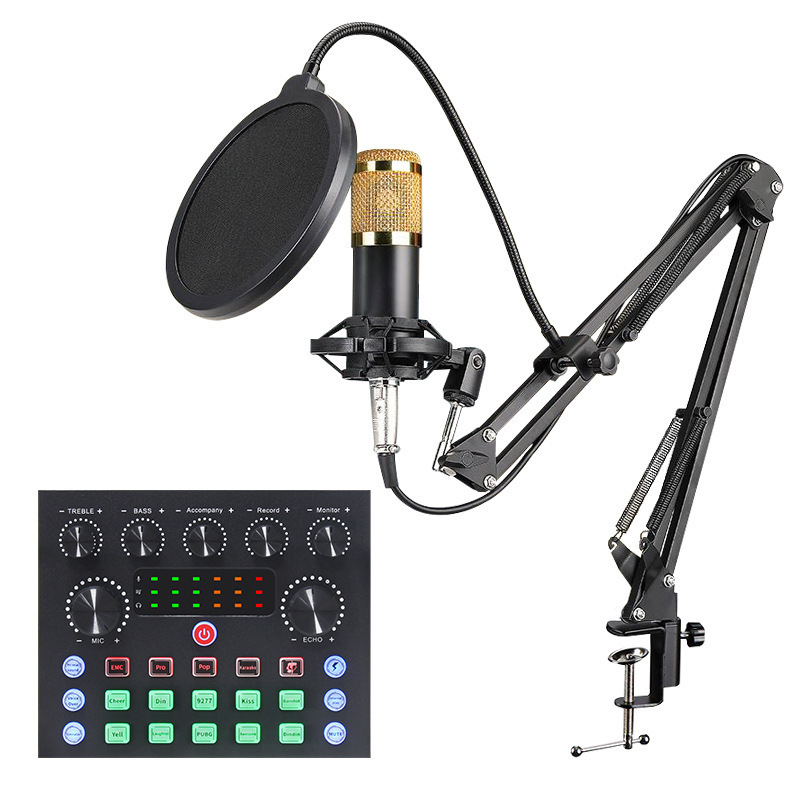Cross-border BM800+V8S English version microphone sound card live streaming karaoke recording equipment kit