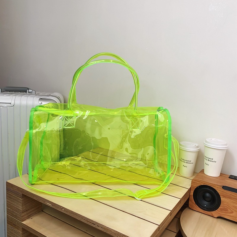 Foreign trade candy-colored travel bag, large-capacity handbag, couple style, lightweight storage, transparent swimming, waterproof fitness bag