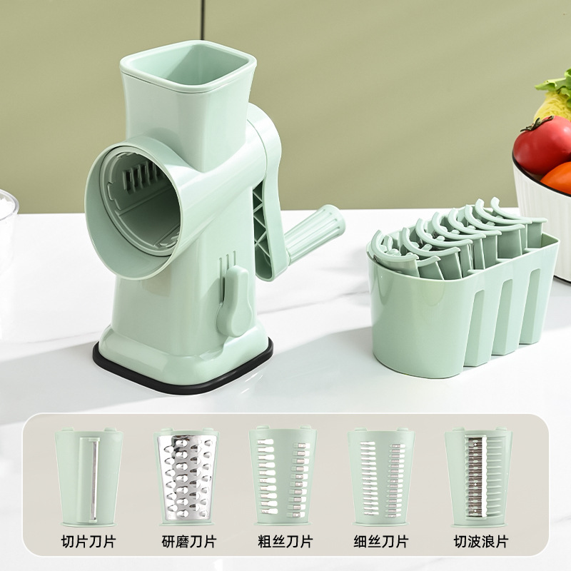 Hand-cranked drum vegetable slicer, household multi-functional grater, kitchen potato and cucumber slicing and grilling wonder, vegetable slicer