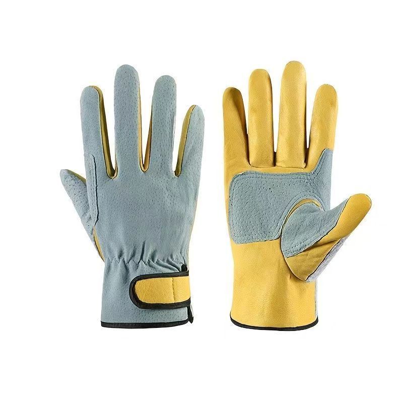Short welding gloves with thickened palm and index finger, wear-resistant for welding, handling pigskin, heat insulation, and workers' protection during operation