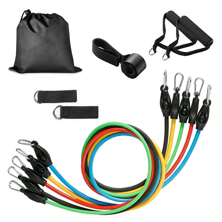 11-piece resistance band set for fitness, elastic resistance bands, and explosive power training.