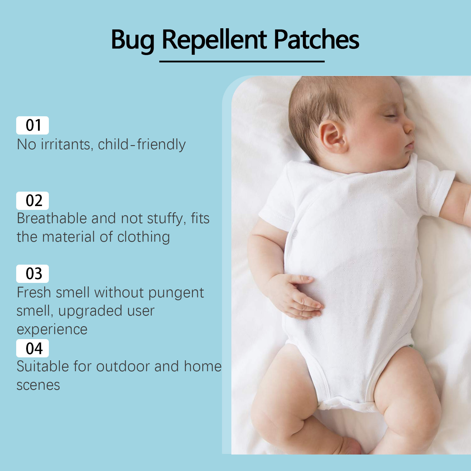 WIIEEY Mosquito Repellent Patches: Gentle, Herbal, Fresh, Waterproof, Sweatproof, Suitable for Home, Travel, and Children's Mosquito Prevention Patches