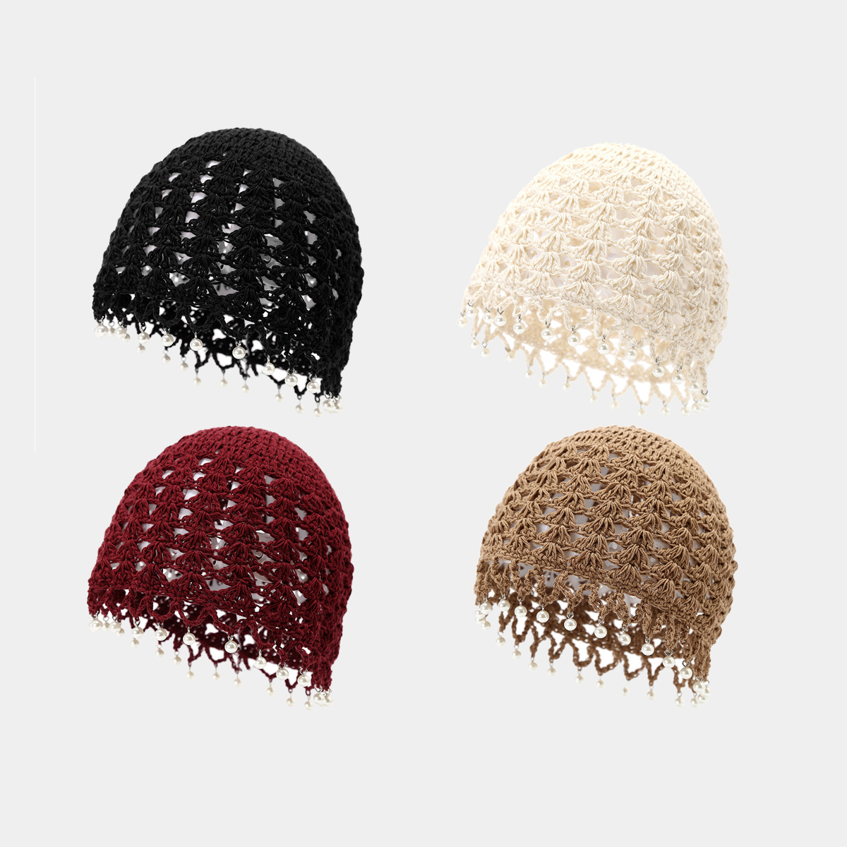 Spring/Summer Handmade Crochet Hollow-Out Headband Hat for Women, Ethnic Style, Tassel Tie-Up, Versatile