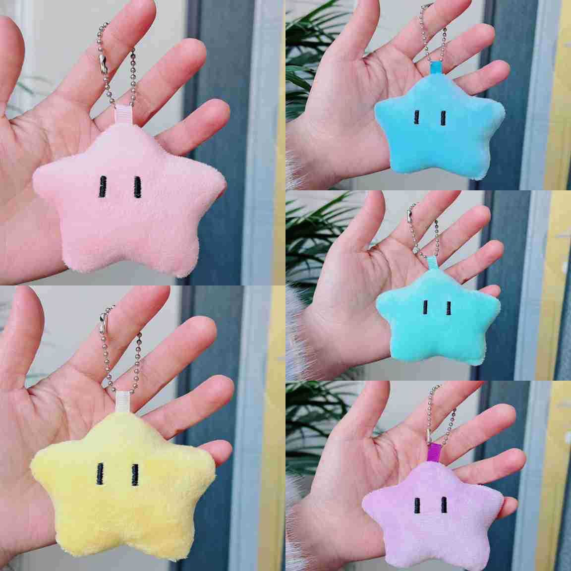 Cute star plush bag charm, five-star plush toy doll, girly backpack, creative keychain