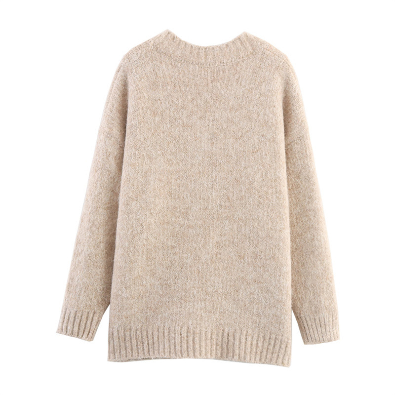 Wholesale autumn and winter floral yarn simple V-neck single-breasted knitted sweater cardigan