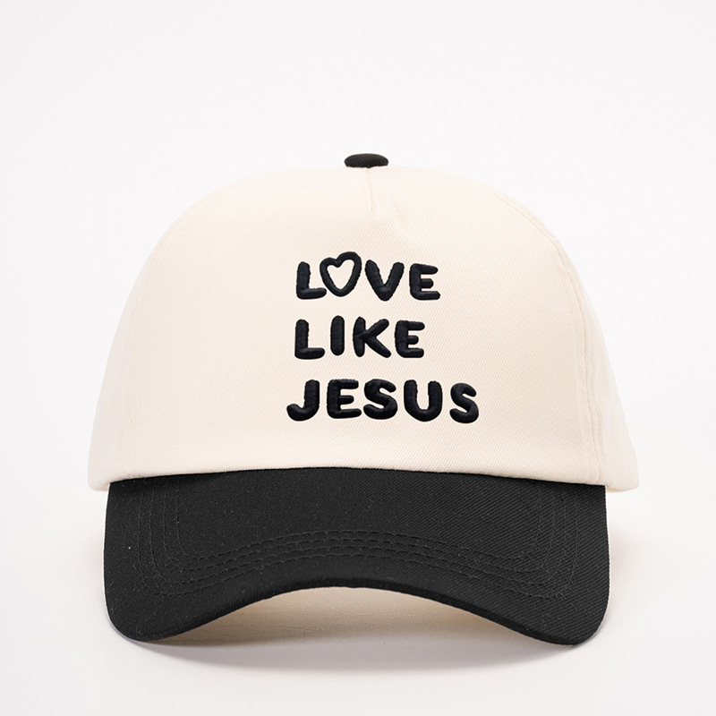 TEMU SHEIN Cross-Border Hot Selling Hat Embroidery LVE LIKE JESUS Heart Color Block Baseball Cap