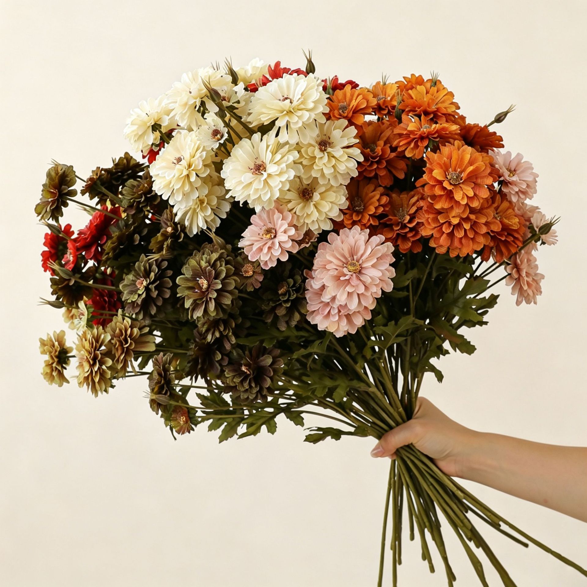 Four autumn-colored Daisy artificial flower bouquets for scene arrangement and decoration, with a high-end feel. Chamomile flower arrangement and artificial flowers