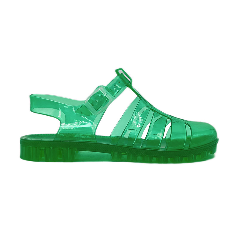2026 New Women's Sandals Summer Thick-Soled Roman Sandals Retro Transparent Crystal Beach Shoes European and American Cross-Border Jelly Shoes