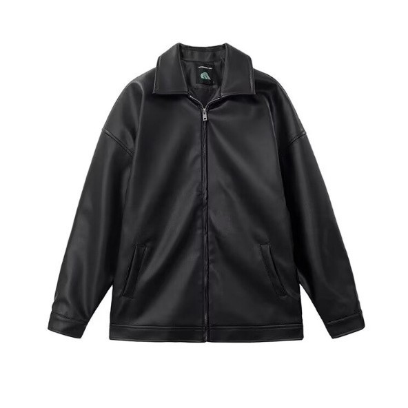 Leather jacket, men's leather jacket, motorcycle suit, casual, trendy and cool American retro spring and autumn black PU men's leather coat clothes