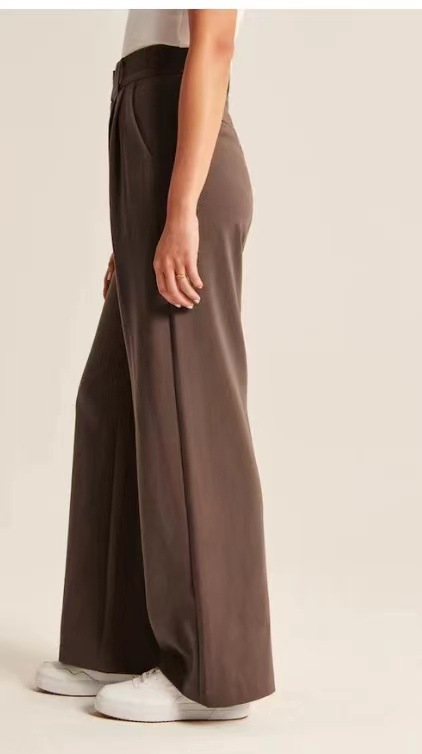 Amazon's flattering, slimming, high-waisted wide-leg trousers with solid pockets, versatile and easy to match with belts, perfect for casual wear.