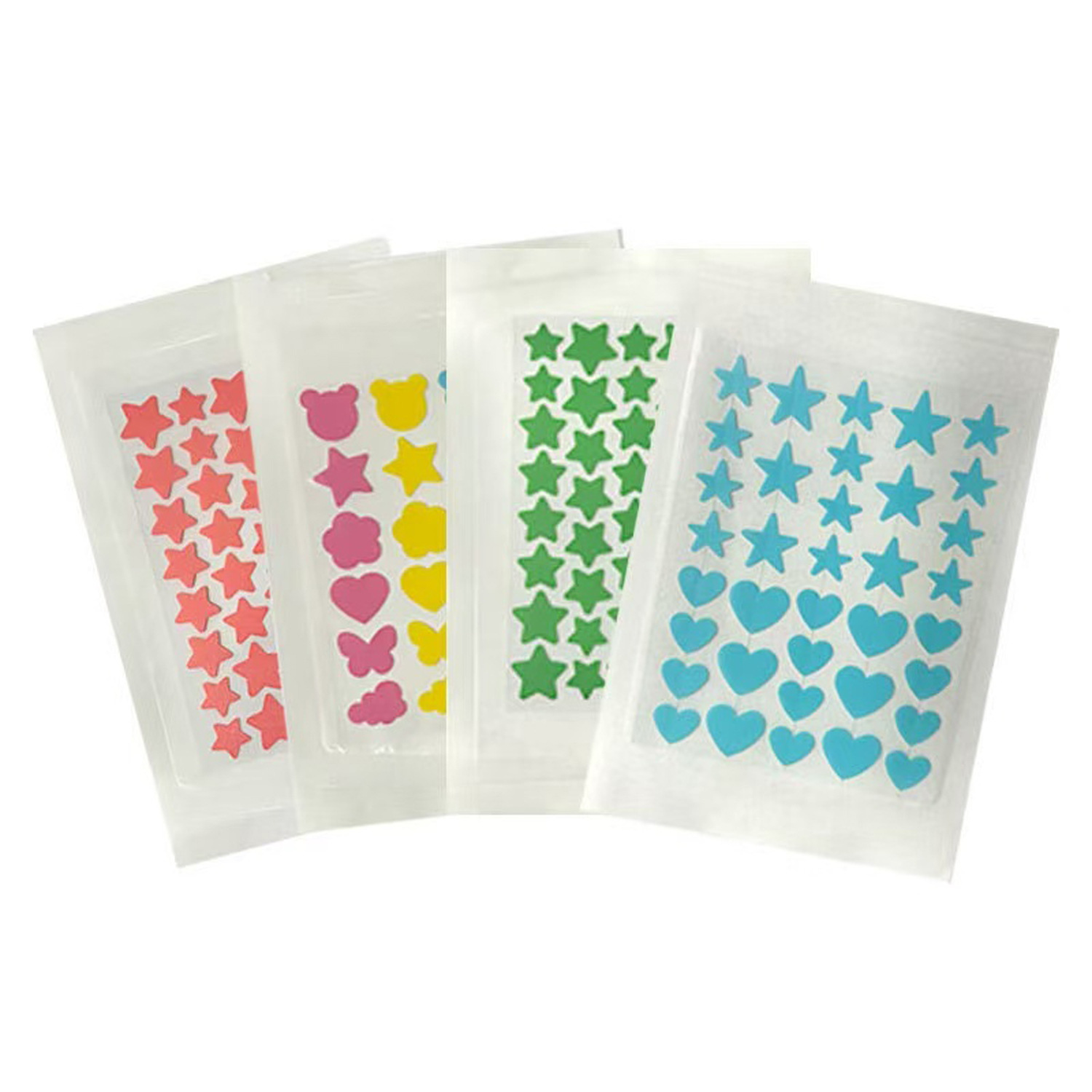 Heart-shaped acne patches, colored, soothing, acne-clearing, concealing, hydrocolloid, improves acne-prone skin, popular online for acne removal and makeup application.