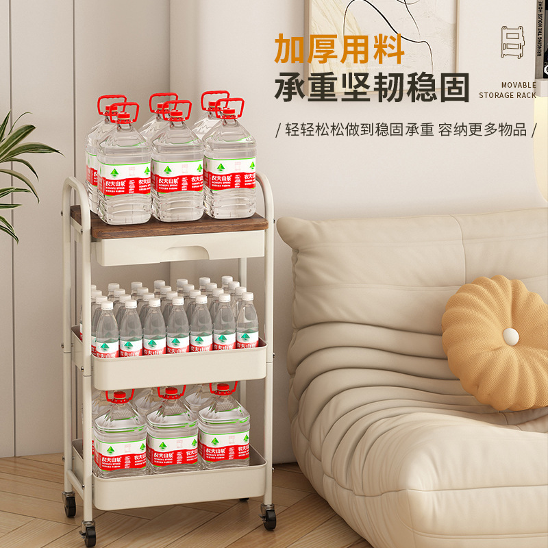 Cross-border storage rack with pegboard and drawers, metal storage cart, movable multi-functional indoor organizer.