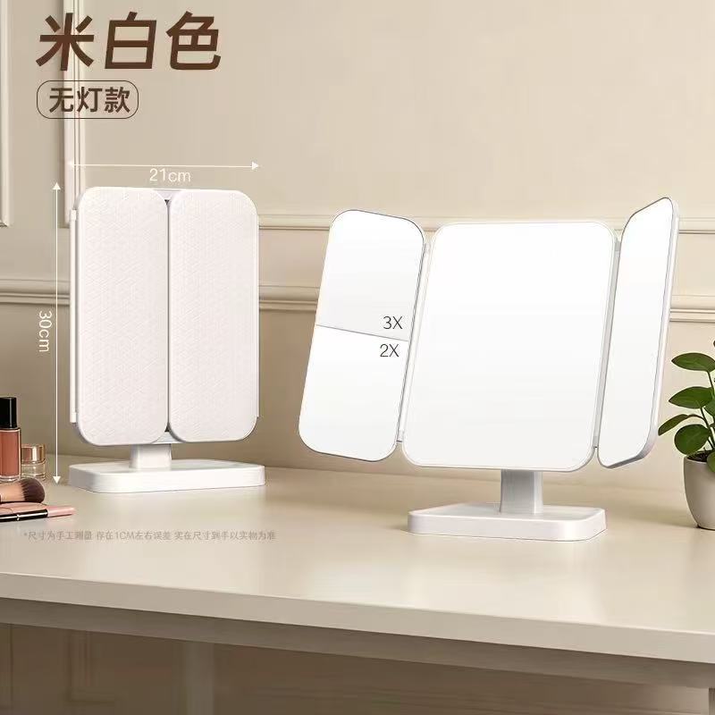 Cross-border LED makeup mirror with lights, smart rechargeable makeup mirror, desktop folding rotating fill light mirror, dressing mirror