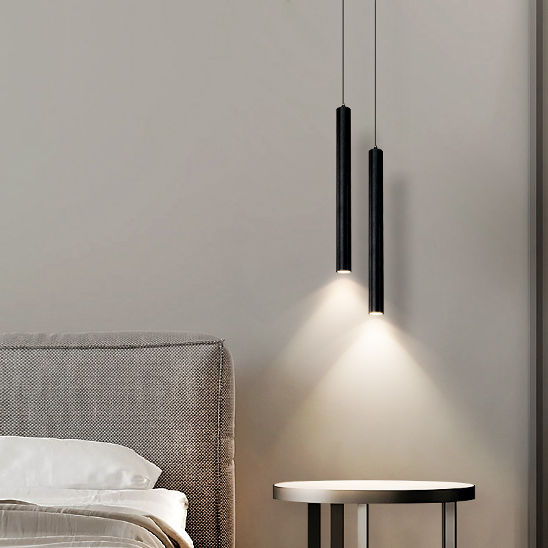 Modern and simple bedroom bedside pendant lamp with adjustable dimming and no need for drilling
